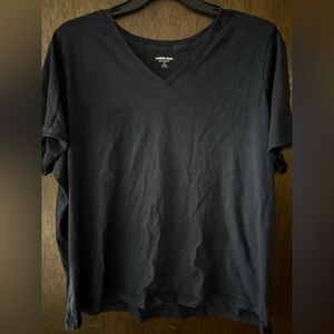 Lands' End Women's Classic Black V-Neck Tee